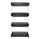 NAVRANG 4 Layer Multipurpose Kitchen Storage Slim Rack with Wheels for Home, Office, Bedroom and Bathroom (4 Shelf, Black &amp; White)