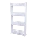 Navrang 4 Layer White Slim Multipurpose Kitchen Storage Slim Rack with Wheels for Home, Office, Bedroom and Bathroom Plastic Stand (4 Layer, White)