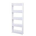 NAVRANG 5 Layer Multipurpose Kitchen Storage Slim Rack with Wheels for Home, Office, Bedroom and Bathroom (5 Shelf, White)