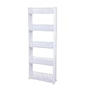 Navrang 5 Layer White Slim Multipurpose Kitchen Storage Slim Rack with Wheels for Home, Office, Bedroom and Bathroom Plastic Stand (5 Layer White)