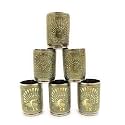 NAVRANG Glass Set for Water Decorative Juice Glasses (Set of 6) 220 ml Golden oxidized