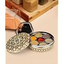 NAVRANG Stainless Steel Spice Box Masala Box/Dabba (7 Steel Cups With 1 Spoon Golden & Maroon)