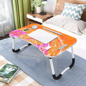 navrangi foldable multipurpose laptop table wood portable laptop table finish color - orange pre assembled
