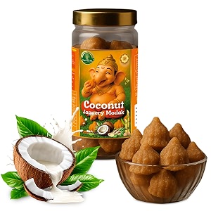 navruchi traditional coconut jaggery modak sweets 300gm  handcrafted indian mithai  authentic festive dessert  made with modak filling in natural chemical freeorganic jaggery base no preservatives soft amp fresh  perfect for ganesh chaturthi navratri durga puja prasad gift pack  premium coconut cardamom cinnamon amp jaggery filling  healthy natural sweetener  no refined sugar  festive mithai amp nutritious snack for year-round enjoyment  erthswhile damayanti  pack of 1