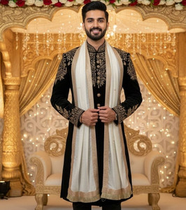 Navti Creations Velvet Embellished Men Dupatta
