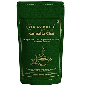 navvayd karipatta chai with real karippata chilli flakes cinnamon amp cardamom premium blend 200 gm 100 cups