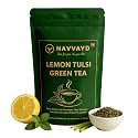 Navvayd Lemon Tulsi Green Tea, With Real Lemongrass & Lemon Tulsi For Managing Cough n Cold & Stress Relief, Loose Leaf - Enjoy Hot or Cold (100 Gm)
