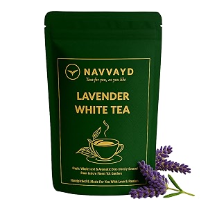 navvayd organic lavender white tea with real lavender flower amp rose petals loose leaf 100 gm