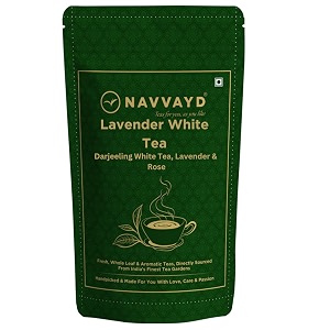 navvayd organic lavender white tea with real lavender flower amp rose petals loose leaf 50 gm