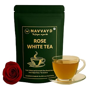 navvayd organic rose white tea with real rose petals loose leaf 100 gm