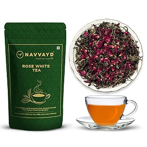 navvayd organic rose white tea with real rose petals loose leaf 50 gm