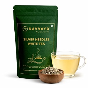navvayd silver needles white tea 50 gm 25 cups from darjeeling - loose leaf