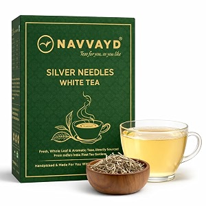 navvayd silver needles white tea 100 grams  buds-only single estate darjeeling  minimal processing delicate amp naturally sweet