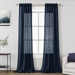Navy Blue Boho Curtains for Bedroom Back