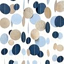 Navy Blue Champagne Gold Polka Dots Garland Hanging Paper Circle Dot Streamer for Birthday Wedding Shower Graduation Engagement Bridal Shower Bachelorette Retirement Party Decorations Supplies