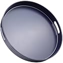Navy Blue Decorative Serving Tray with Handles, 13” Versatile Ottoman Tray for Coffee Table, Entertaining, Outdoor Patio, Living Room