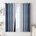 Navy Blue and Greyish White Blackout Curtains for Bedroom 62 Inches Wide