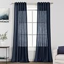 Navy Blue Linen Blend Drapes 84 Inch