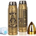 Navy Veteran Bullet Tumbler Gift – Anchor American Flag Forged By The Sea – Insulated Stainless Steel Water Bottle for Veterans Day Father's Day