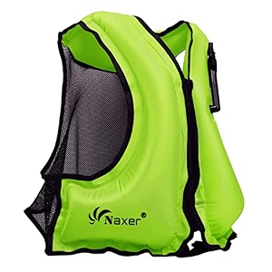 naxer inflatable buoyancy jackets vests for adults kayak kayaking suit 90-160 lbs easy swimming snorkeling boating paddleboarding water sports