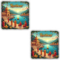 Naxon Haridwar Wooden Fridge Magnet For Home & Kitchen Decor Fridge Magnet Pack of 2