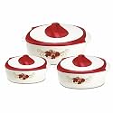 Nayasa Desire Casserole Gift Set | 800, 1200, 1800 ML | Chapati Box | Serving Bowl with Lid | PU Insulated | BPA Free | Odour Proof | Food Grade | Easy to Carry And Store | Serving Casserole | Red