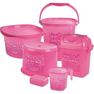nayasa funk 6 piece plastic bucket set-pink