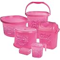 Nayasa Funk 6 Piece Plastic Bucket Set-Pink