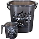 Nayasa Square Ring Funk Plastic Set for Bathroom | 18 Liters Bucket &amp; 1.5 Liters Mug | Bathroom Set of 4 | Bathroom Accessories Set | Bucket, Mug, Stool &amp; Soap Case, Black