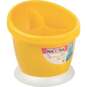 nayasa jerry plastic cutlery stand yellow