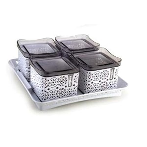 nayasa plastic container - 540 ml pack of 4 grey