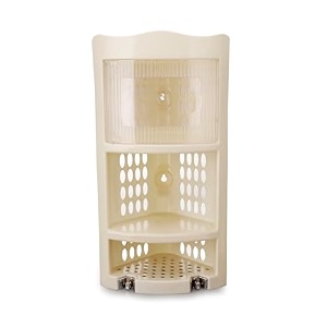 nayasa plastic corner rack  big  wall-mounted  airflow shelves  corner rack organizer  bathroom storage rack  bathroom organizer  28 cm x 17 cm x 45 cm  light ivory
