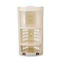 Nayasa Plastic Corner Rack | Big | Wall-Mounted | Airflow Shelves | Corner Rack Organizer | Bathroom Storage Rack | Bathroom Organizer | 28 cm X 17 cm X 45 cm | Light Ivory