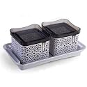 Nayasa Plastic Romano Dry Fruit Container Square by Bansal Group (Grey, Pack of 2)