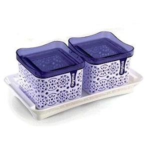 nayasa romano dry fruit container square by bansal group pack of 2 blue