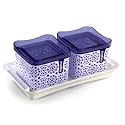 Nayasa Romano Dry Fruit Container Square by Bansal Group (Pack of 2) (Blue)