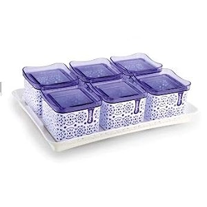 nayasa romano plastic dry fruit container - 540 ml 6 pieces blue