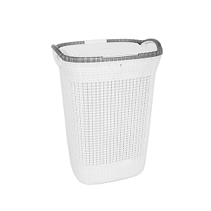 nayasa rope laundry basket 60 liters plastic laundry basket for clothes with lid  clothes basket  strong sturdy and durable  white