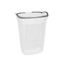 Nayasa Rope Laundry Basket |60 Liters |Plastic Laundry Basket for Clothes with Lid | Clothes Basket | Strong Sturdy and Durable | White