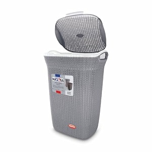 nayasa rope 54 liters plastic laundry basket for clothes with lid  laundry bag for clothes  laundry basket plastic  clothes basket  multipurpose basket for storage  grey