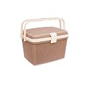Nayasa Rope Picnic Basket, Rectangular Storage Basket with Lid, Light Brown, Ideal for Picnics, Shopping, and Baby Cloth Storage