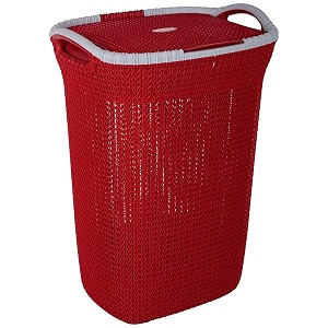 nayasa rope 435 liters plastic laundry basket for clothes with lid  laundry bag for clothes  laundry basket plastic  clothes basket  multipurpose basket for storage  maroon