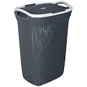 Nayasa Rope Laundry Basket |44 Liters |Plastic Laundry Basket for Clothes with Lid | Clothes Basket | Strong Sturdy and Durable | Grey