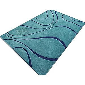 handmade geometrical pattern woollen rugs 1 inch thick pile4x6 feet color multi