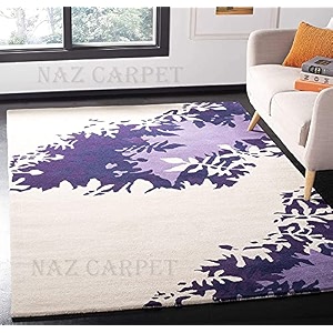 handmade geometrical pattern woollen rugs 1 inch thick pile 5x5 feet square color multi