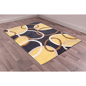 handmade geometrical pattern woollen rugs 1 inch thick pile 7x7 feet square color multi