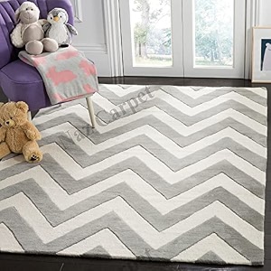 handmade geometrical pattern woollen rugs 1 inch thick pile 7x7 feet round color multi