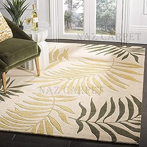 handmade geometrical pattern woollen rugs 1 inch thick pile 7x7 feet square color multi