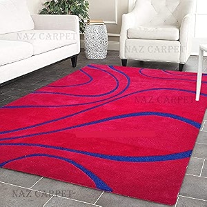 handmade geometrical pattern woollen rugs 1 inch thick pile 8x8 feet round t color multi
