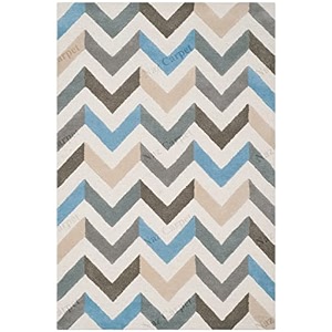 handmade geometrical pattern woollen rugs 1 inch thick pile 5x7 feet color multi